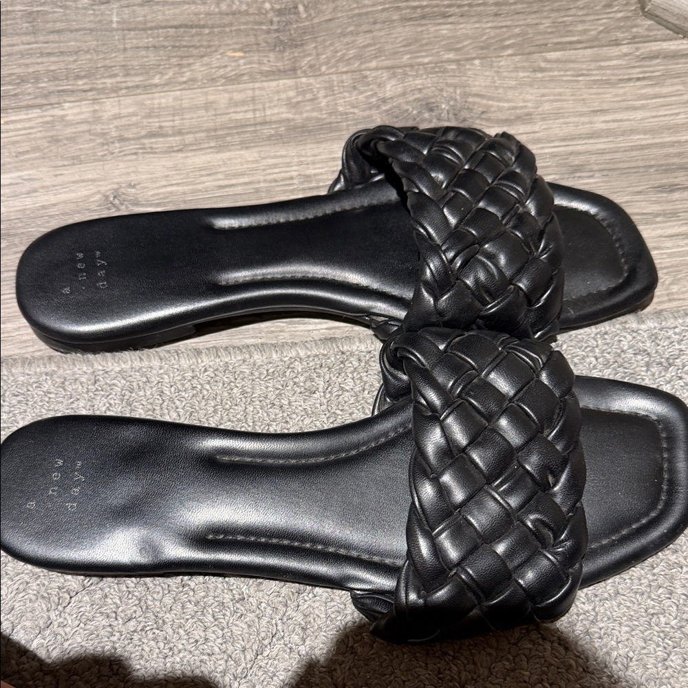 Black Braided Slide Sandals - A New Day